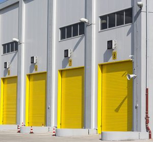 Yellow industrial warehouse doors.